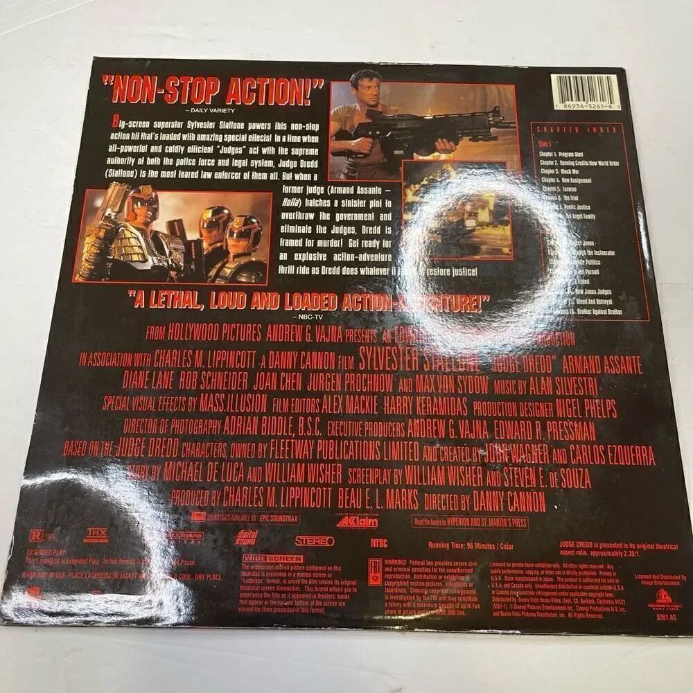 Judge Dredd Laserdisc Widescreen Sylvester Stallone Physical Media SciFi